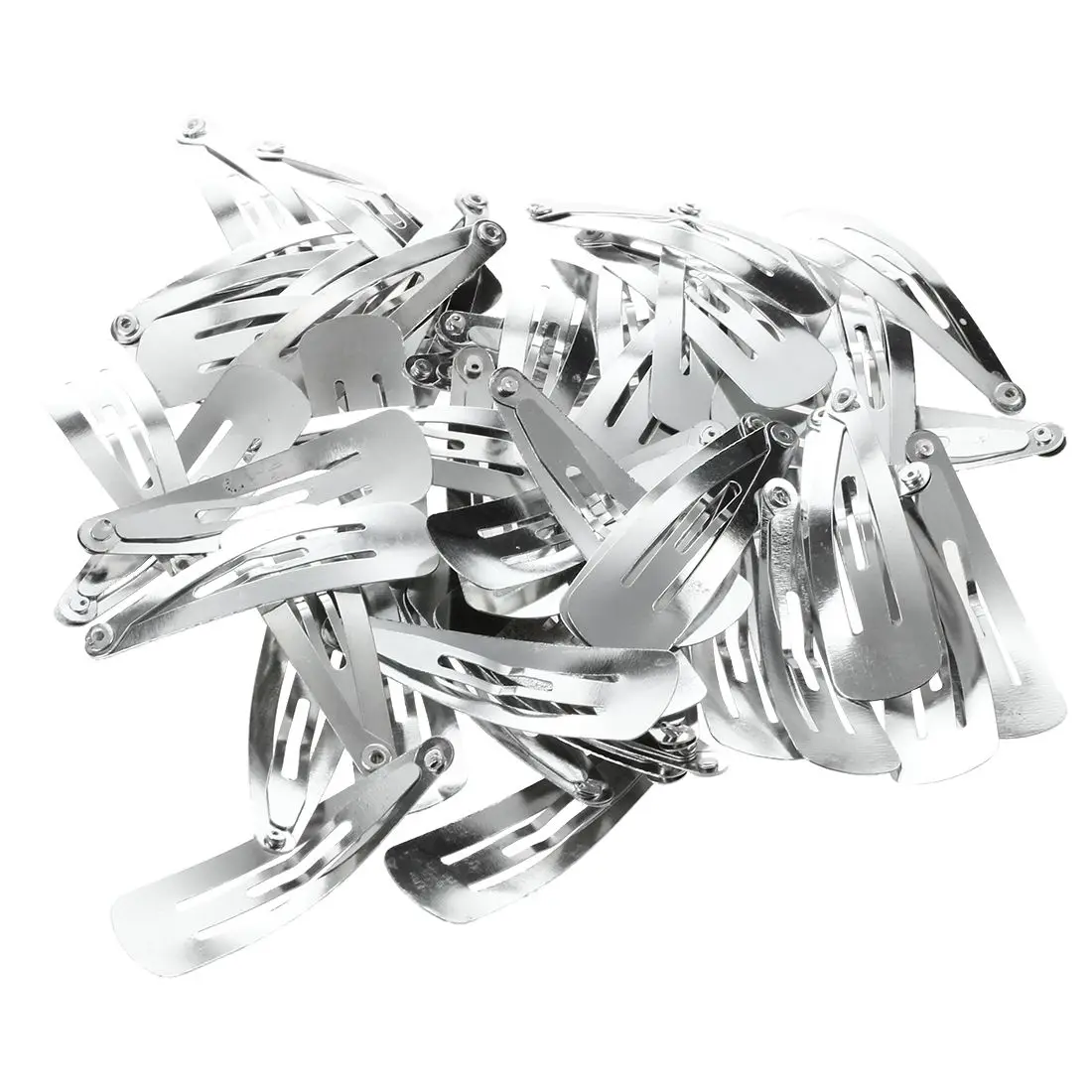 

Lot of 50 Silver Tone Snap Hair Clips 40mm Craft Bow