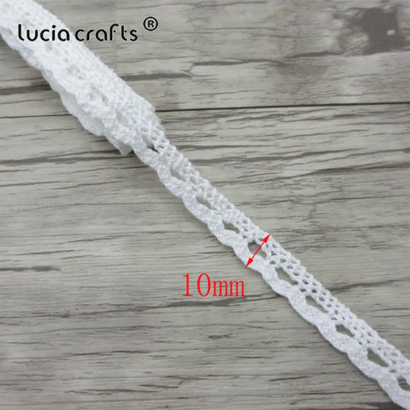 white16 10mm 2y Lucia crafts, 2 ярдов/партия, белая хлопковая кружевная ткань, вышитая сетка, кружевная отделка, ленты, рукоделие, шитье, сделай сам, украшение, N0203 - Цвет: white16 10mm 2y