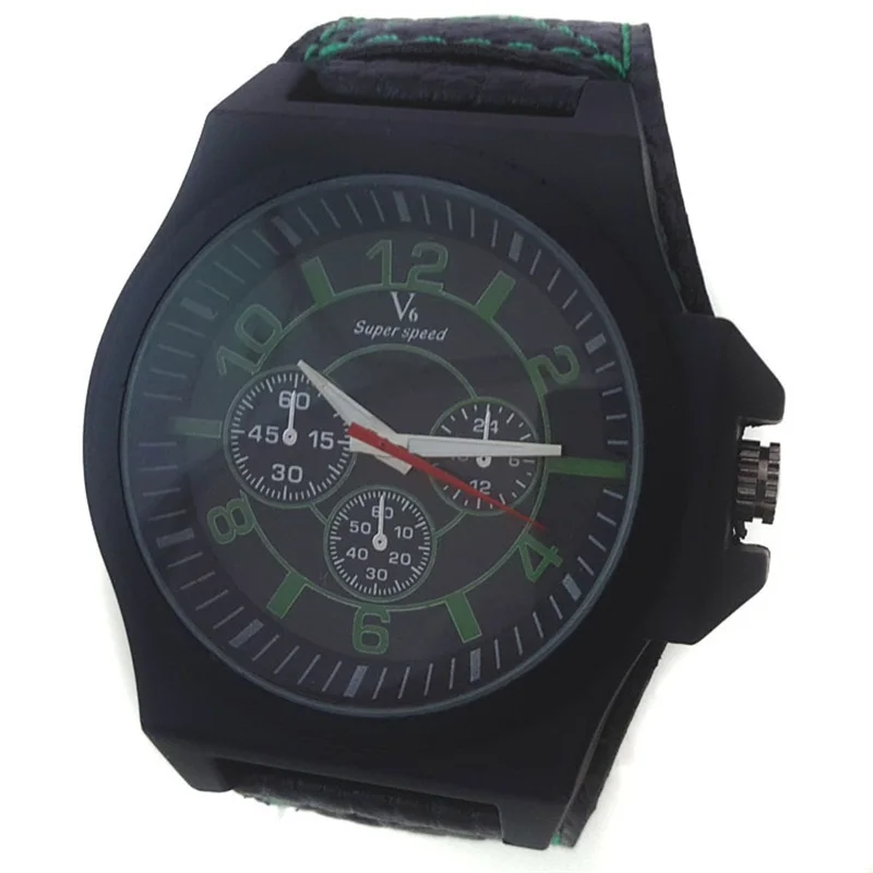 Мужские водонепроницаемые кварцевые часы с таймером зеленые | Наручные