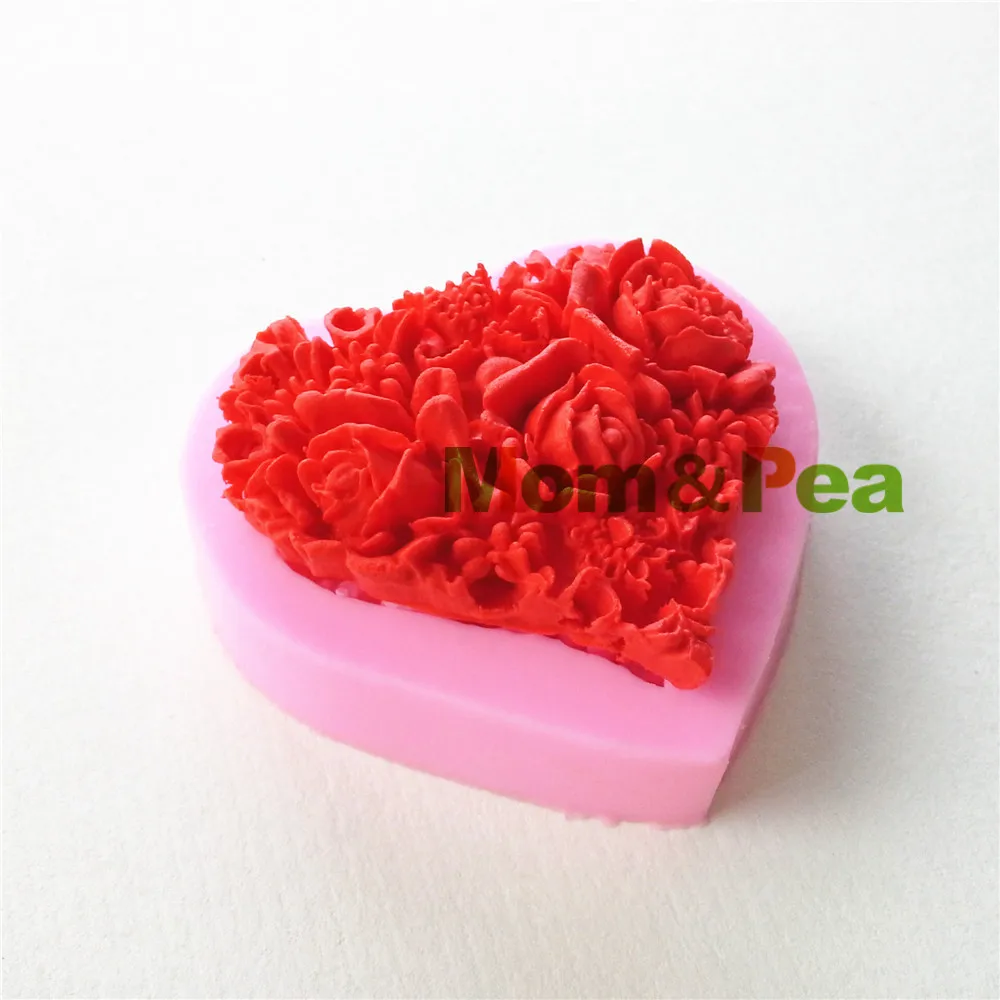 Mom&ampPea 0851 Free Shipping Heart Flower Shaped Silicone Press Mold Cake Decoration Fondant 3D Food Grade | Дом и сад