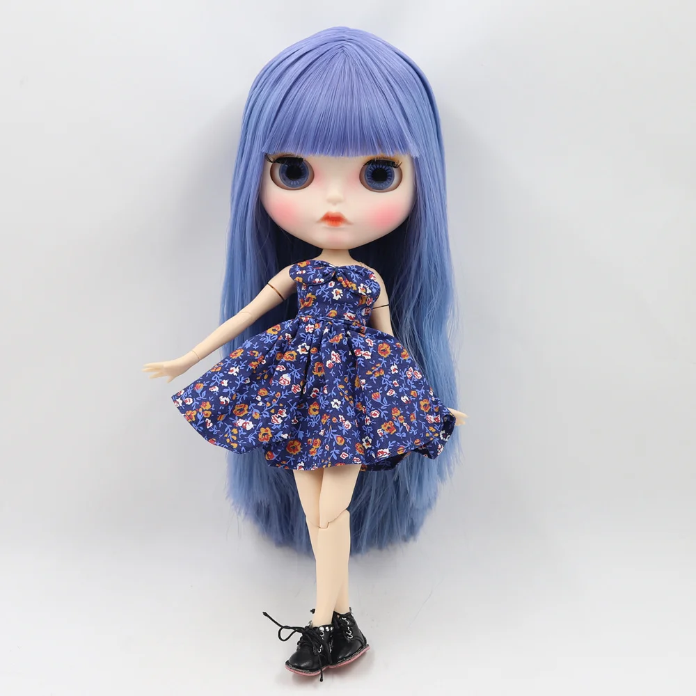 Кукла Blyth 1/6 bjd белая кожа суставное тело цвет сменные фиолетовые прямые волосы матовое лицо с бровями блеск для губ ледяной sd игрушка