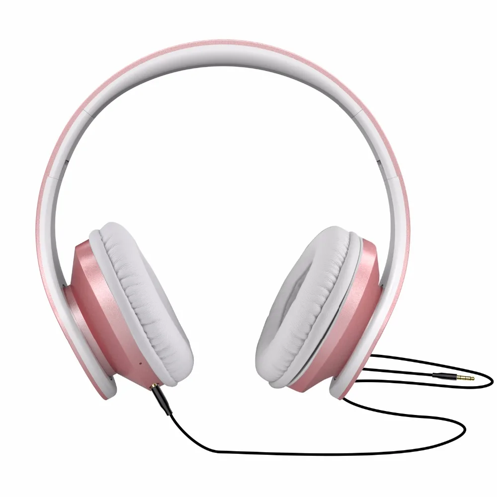 Складные наушники Eson, bluetooth-наушники на ухо с мягкими наушниками-розовое золото