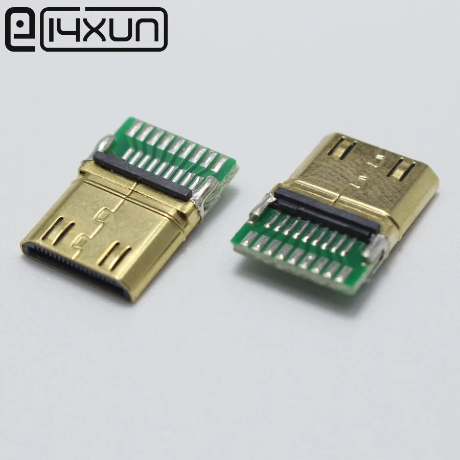 1 шт. DIY Mini HDMI Тип C Штекерный разъем для сварки 19 Pin PCB + Позолоченные вилки|plug