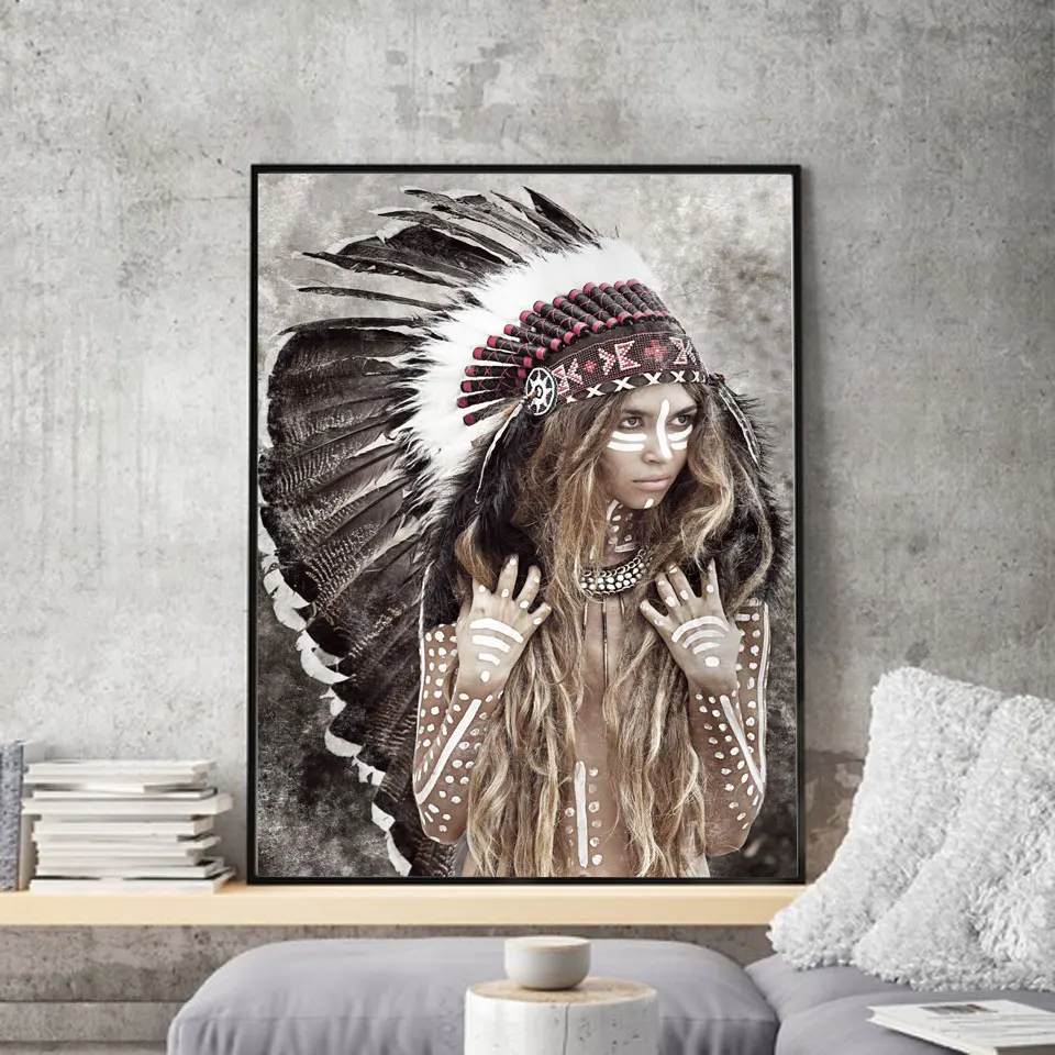 Cherokee фотография девушки американские индейцы фигурка пера картина современные