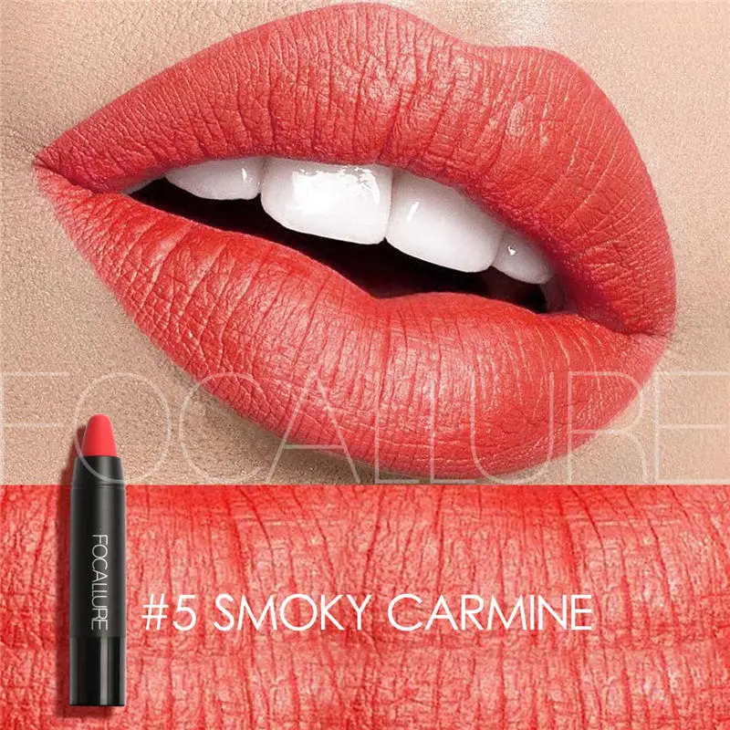 FOCALLURE 19 Цвета губная помада, матовая, Lipsticker Водонепроницаемый длительный легко носить косметический телесного цвета для макияжа губ - Цвет: 5 SMOKY CARMINE