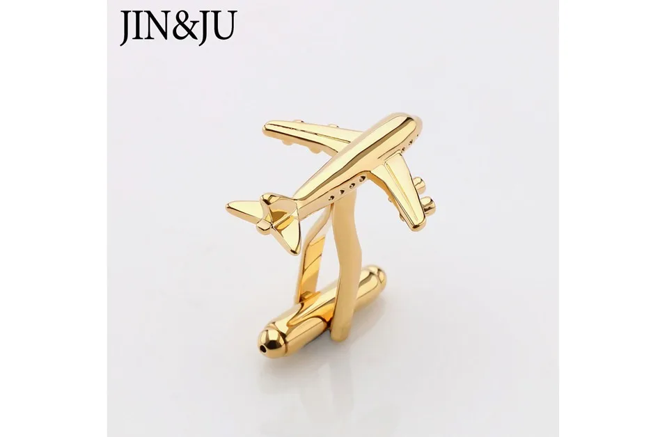 JIN& JU, мужские ювелирные изделия, дизайн самолета, аэроплан, свадебные украшения, два цвета, имитация, покрытие, стиль для мужчин, самолет, запонки