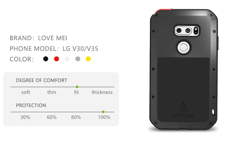 V30 V35 LOVE MEI Алюминиевый металлический ударопрочный чехол для LG V20 V10 защитный