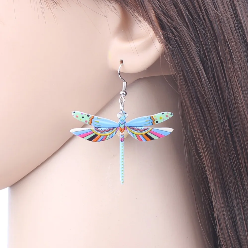 Женские акриловые висячие серьги WEVENI длинные серьги-Стрекозы с животными модные