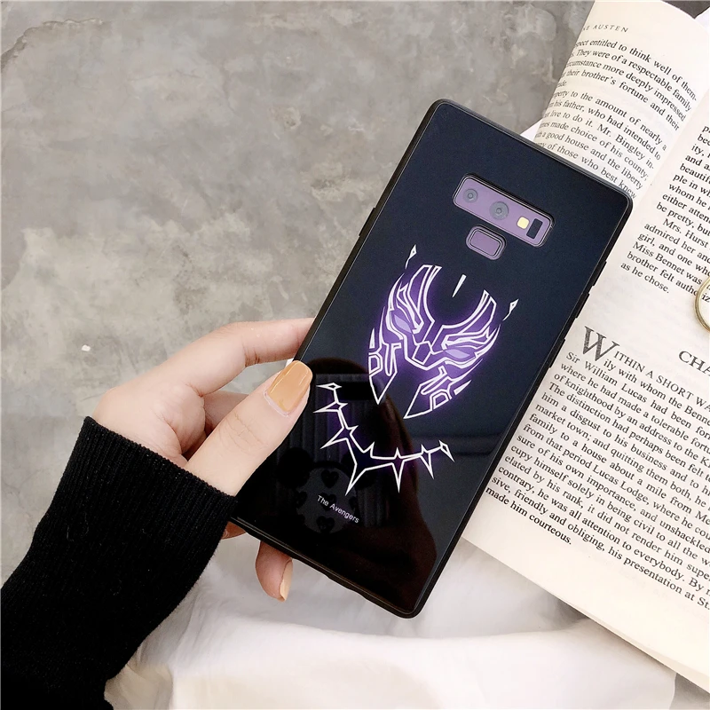 Светящийся Марвел Железный человек venom стеклянный чехол для Samsung Galaxy S8 S9 S10 Plus NOTE 8 9