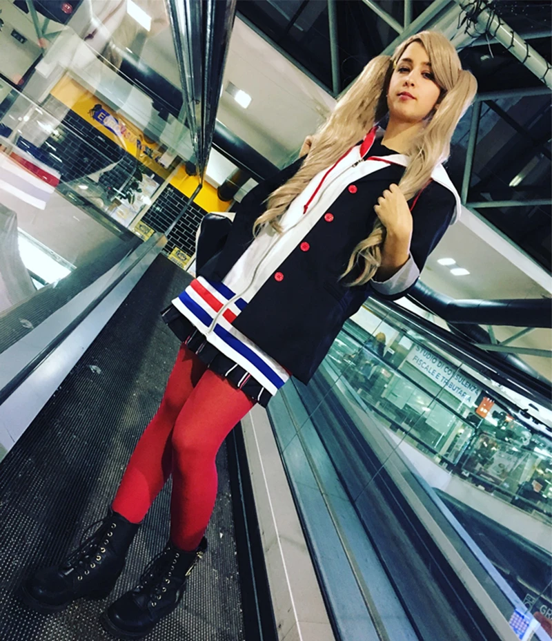В наличии Persona 5 Anne Takamaki Косплей Костюм на заказ Белые толстовки черная куртка