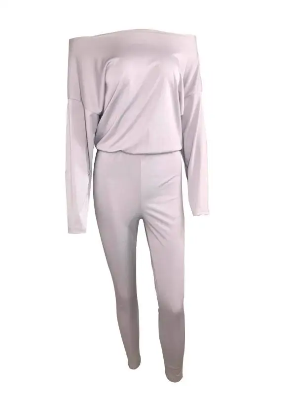 Slash шеи летучая мышь полный рукав цельный комбинезон элегантный с открытыми