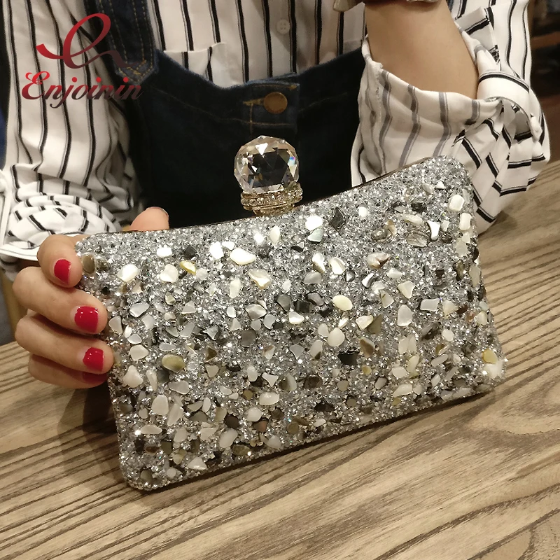 Роскошная модная вечерняя дамская сумочка с бриллиантами и камнями сумка клатч