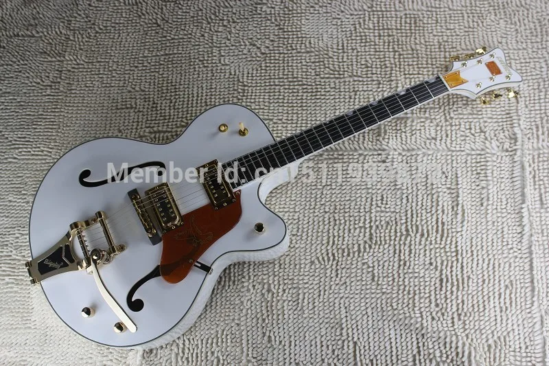 Бесплатная доставка Фабрика белого Gretsch Сокол 6120 Полу полый корпус джаз