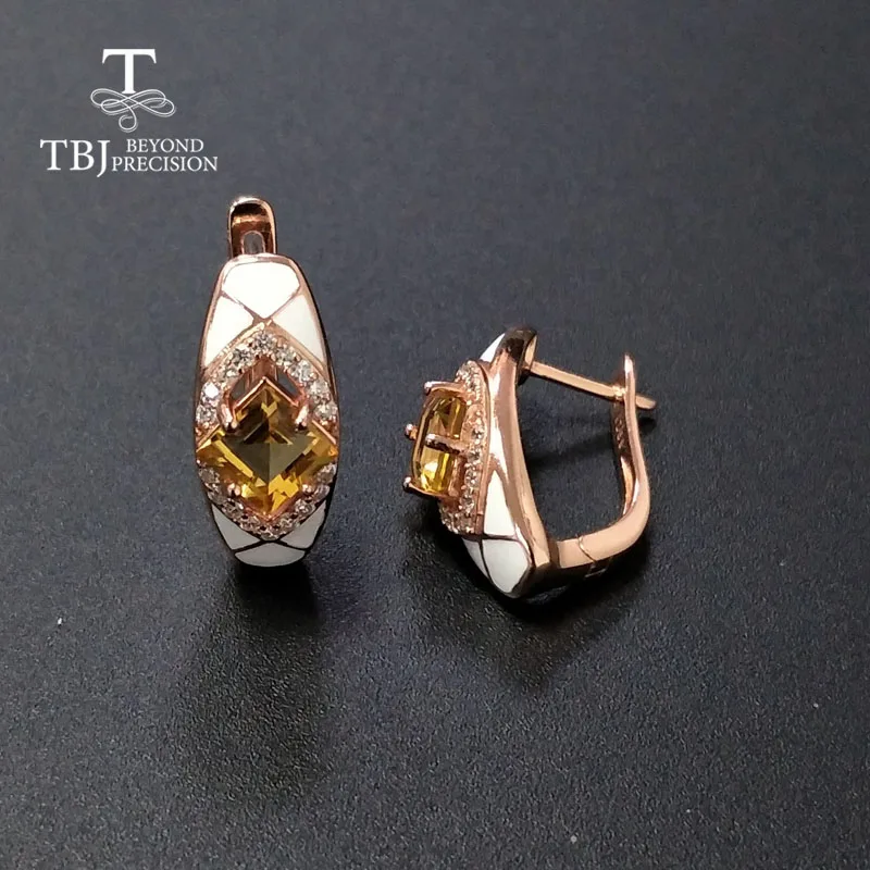 Женские серьги с цитрином TBJ подарочные ювелирные украшения натуральными
