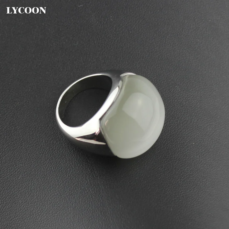 Модное высококачественное женское кольцо LYCOON с опалами из нержавеющей стали 316L