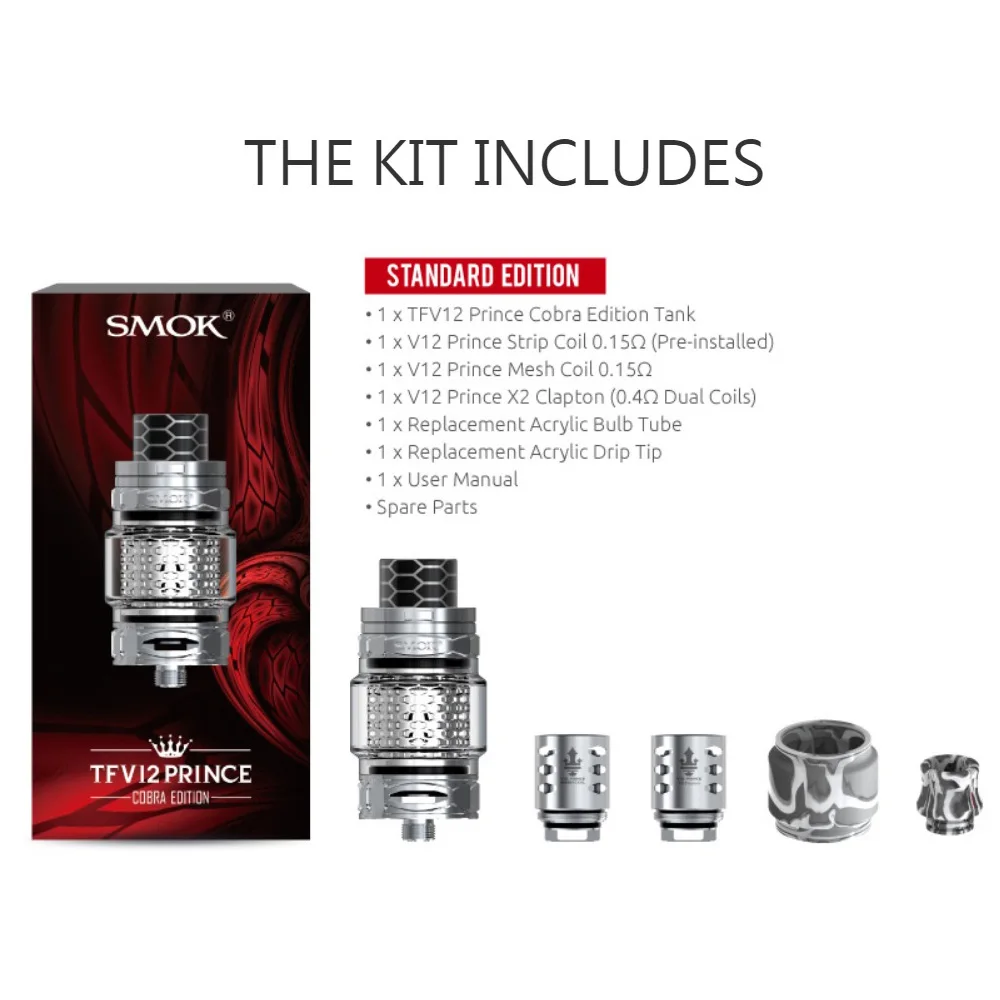 Vape танк электронных сигарет SMOK TFV12 принц Кобра Edition 7 мл V12 распылитель форсунки с