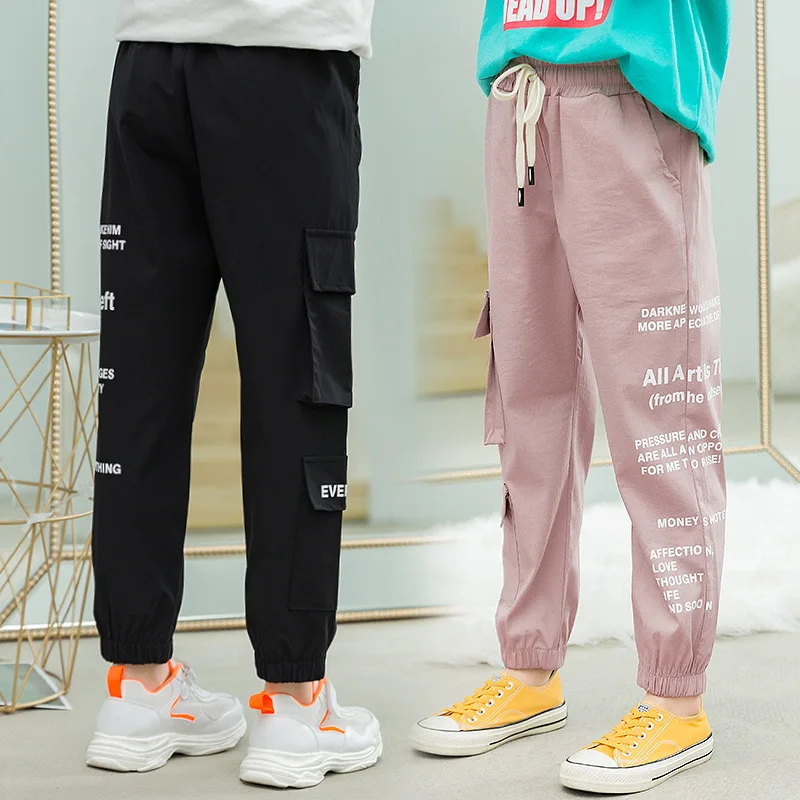 Брюки для девочек детские брюки длинные больших с буквенным принтом