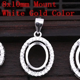 8x10mm Mount White 925 пробы Серебряный женский кулон 6x8 8x10 10x12 12x14 12x16 13x18 15x20 мм полукрепление Подвеска Установка CZ - Цвет камня: 8x10mm Mount White