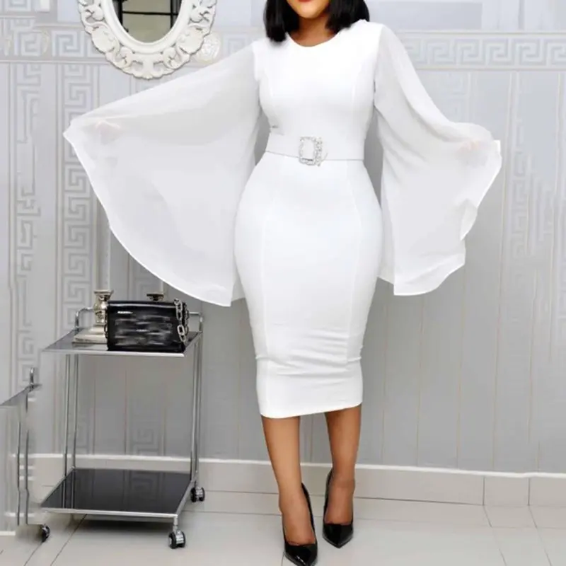 Белое элегантное вечернее платье для женщин 2019 черное офисное Модное шифоновое