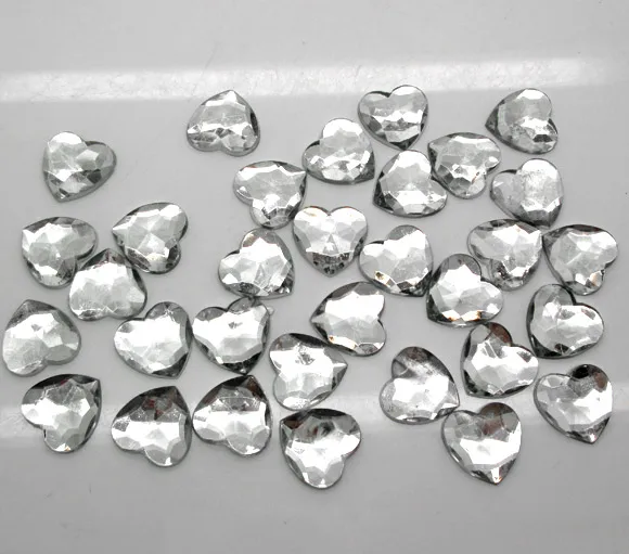 

200Pcs Silver Acrylic Heart Decoration Crafts Flatback Cabochon Scrapbooking Embellishments Beads Diy Accessories