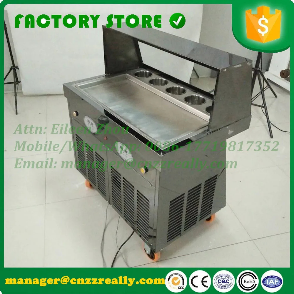 350*755 мм Одиночная сковорода 6 бочек жареное мороженое ролл Таиланд машина с