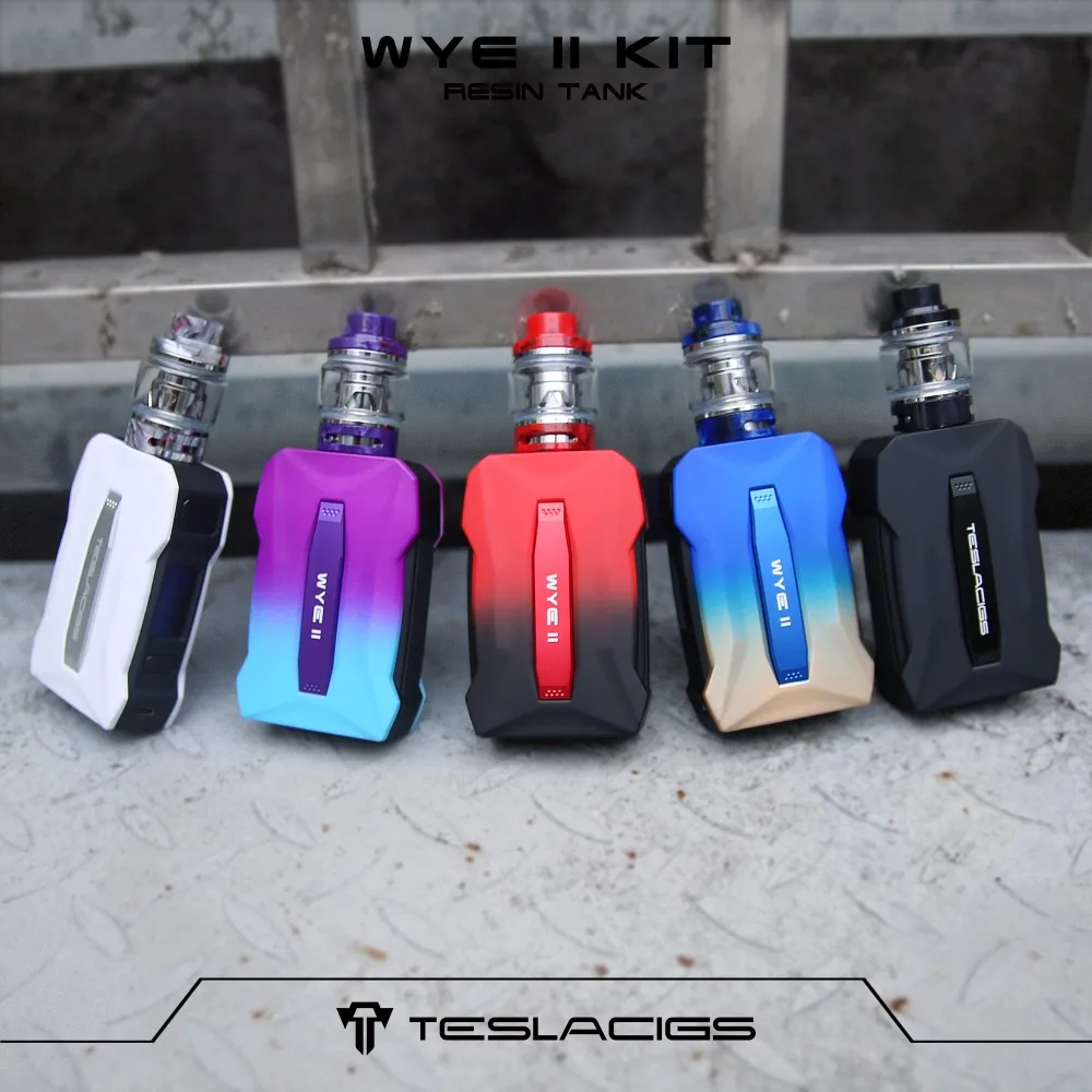 Оригинальный Tesla WYE II 215 Вт TC комплект с 4 мл 6 смолы бак Teslacigs 2 Коробка мод Vape
