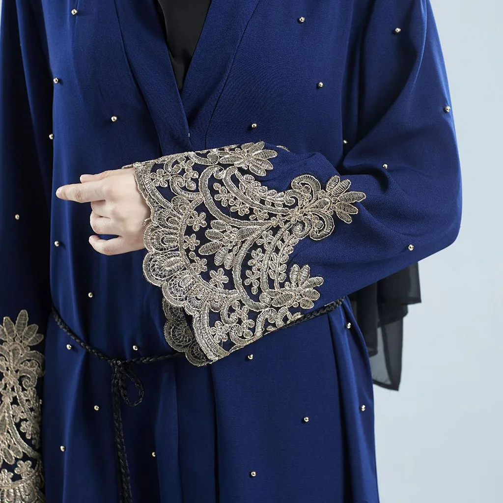 Дубай исламские женщины открытый кафтан абайя мусульманский кардиган Jilbab Макси