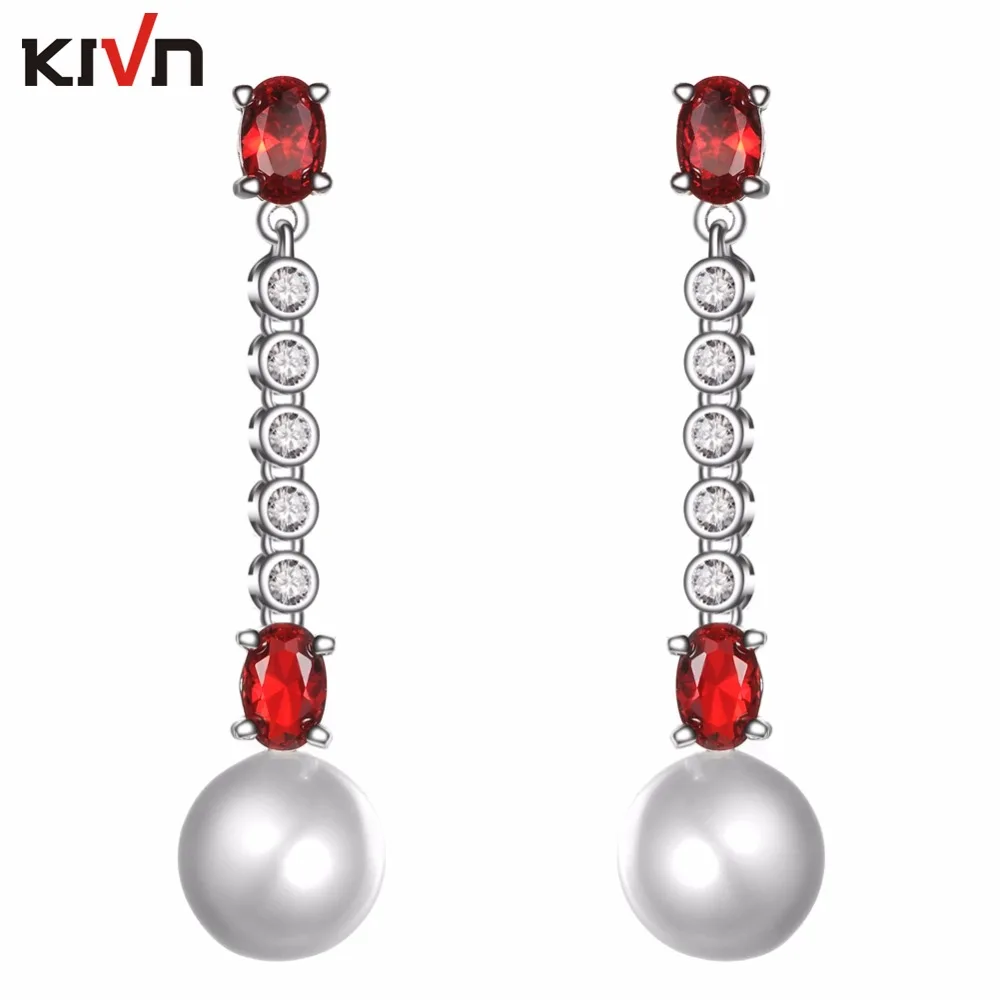 

KIVN Jewelry Dangle CZ Cubic Zirconia Womens Girls Bridal Wedding Simulated Pearl Earrings Birthday Gifts 6pcs Lot Wholesale