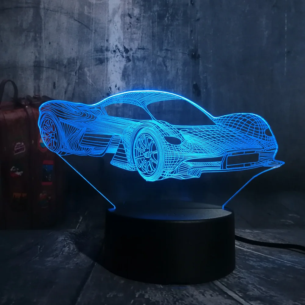 Новинка, стильный современный автомобильный 3D светодиодный ночник Feerrari, 7 цветов, сменный сенсорный Настольный светильник для дома, вечерние, декор для мальчиков, подарок на день рождения
