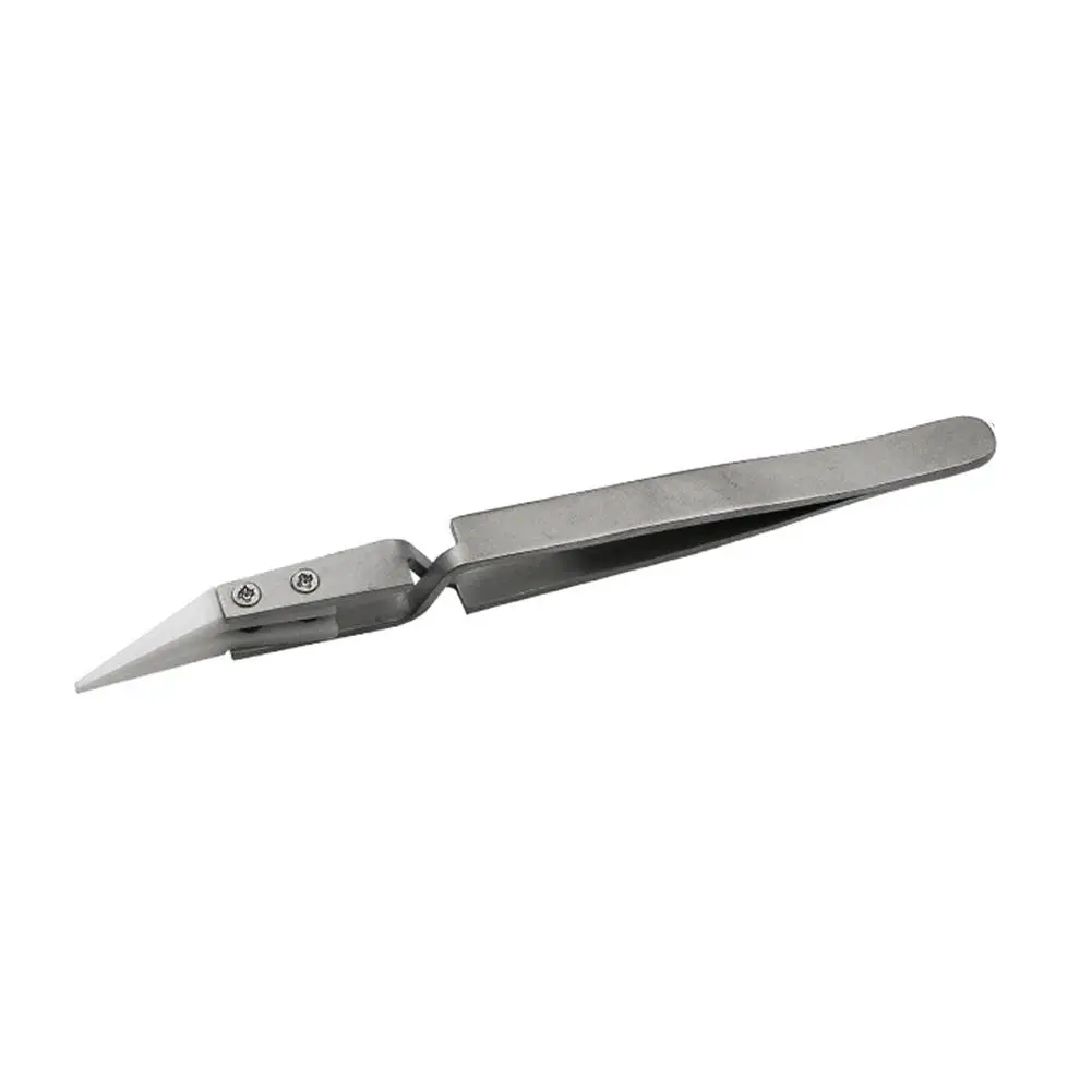 Slant Антистатические обратные керамические Tweezers электронная сигарета термостойкие проводящие изогнутые прямые пинцеты - Тип головки пинцета: Slant