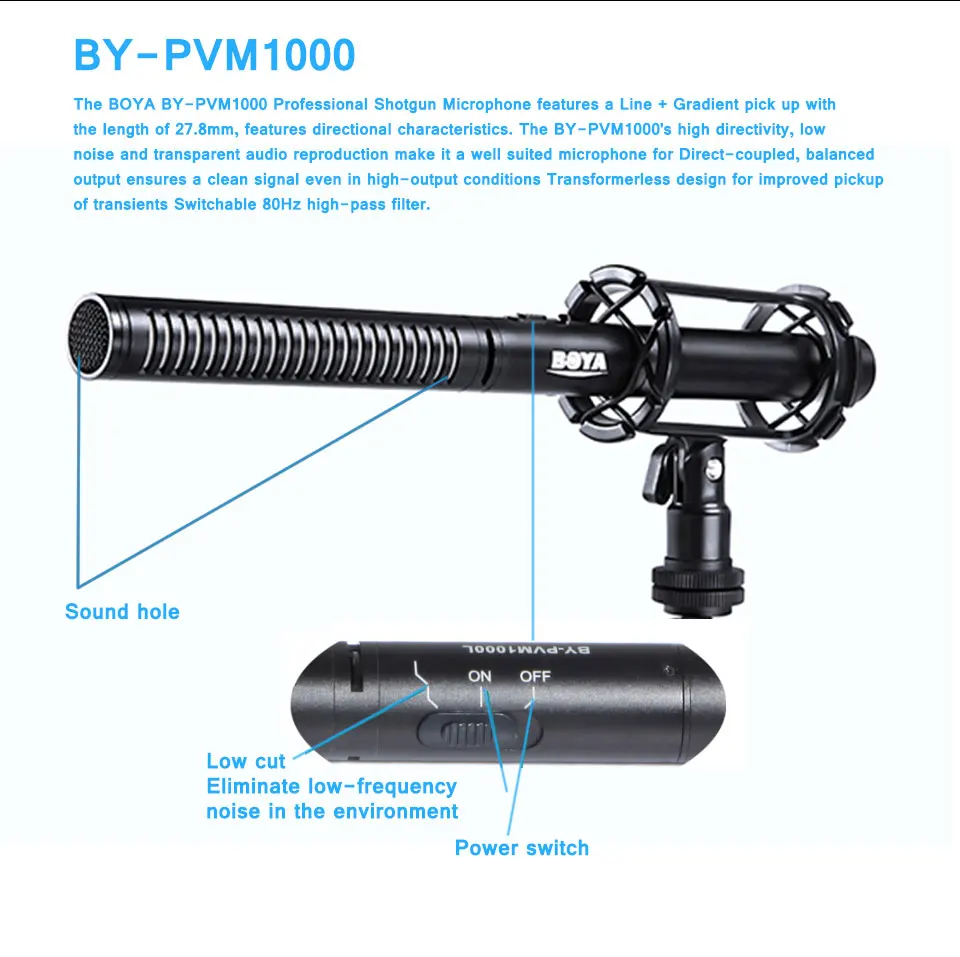 BOYA BY-PVM1000 Профессиональный DSLR конденсаторный микрофон дробовик видео интервью для Canon Nikon sony камера лобовое стекло