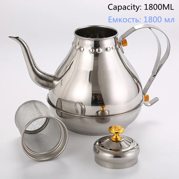 as picture color 1.8L/1.2L чайник из нержавеющей стали золотой серебряный чайник с фильтром сетевой кухонный вареный черный и зеленый чай пуэр напиток водонагреватель - Цвет: as picture color
