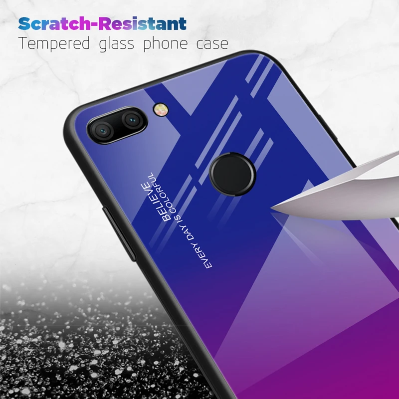 Gradient Aurora Tempered Glass Case For Huawei Nova 4 3E 3i 2i Colorful Protector New Style P20 Pro P Smart Plus Lite |