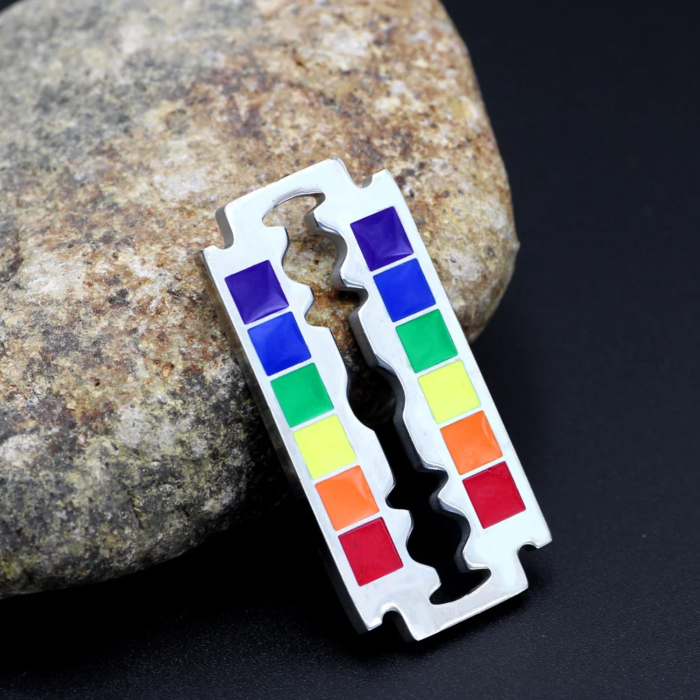 Бритвенное ожерелье с подвеской в виде радужного лезвия ЛГБТ геев и лесбиянок|razor