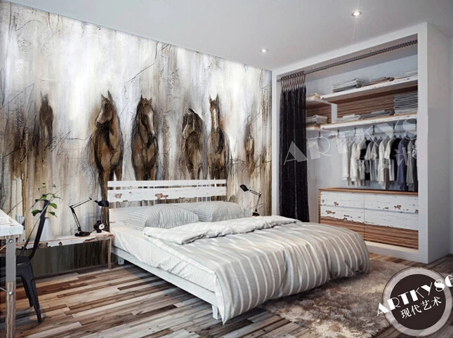 Обои на заказ с изображением лошади ретро Абстрактная живопись лошадей для