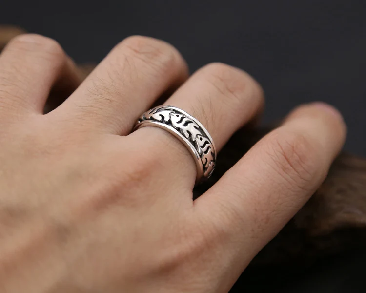 Вращающееся на 925 градусов кольцо-Спиннер из твердого серебра мужское кольцо для