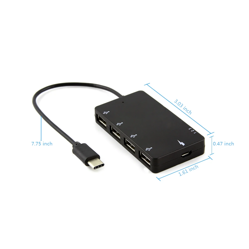 Ультра тонкий 4 порта USB C концентратор сплиттер портативный микро OTG зарядный