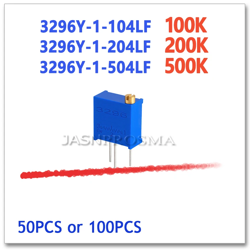 JASNPROSMA 3296Y 50 шт. 100 100K 200K 500K 104 204 504 точность регулировки 1 104LF 204LF 504LF Ом|Запасные