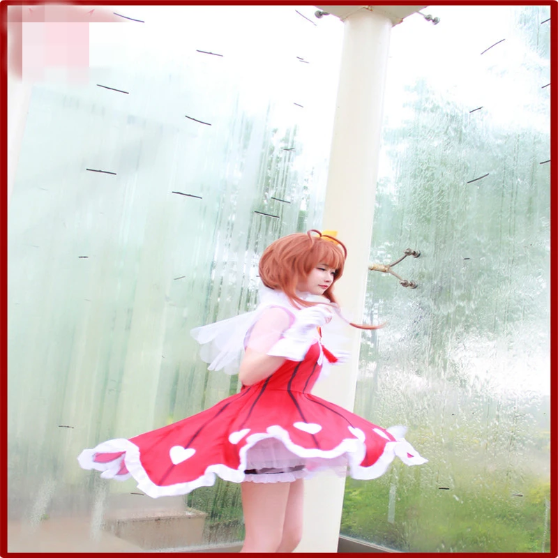 

Anime Cosplay Costume Cardcaptor Sakura KINOMOTO SAKURA Transparent Card Battle Dress Lolita Dress Z