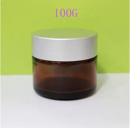 50 штук оптом из янтарного стекла 100g прозрачная банка под крем с алюминиевой
