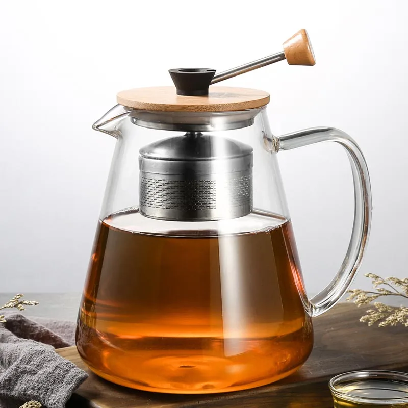 

950/1500 Ml Heat Resistant Glass Teapots with Stainless Steel Filter Kettle High Capacity Transparent Flower Tea Pots Coffee Pot