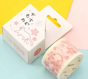 5 1 Pcs Lovely 30mm*5m Cherry Sakura Pig Cat Adhesive Masking Washi Tapes Album Scrapbooking Paper Stickers Label Stationery - Цвет: 5