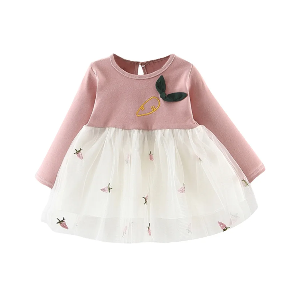 Платье для новорожденных девочек с длинными рукавами и принтом моркови