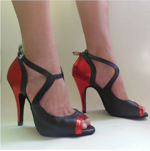 Черный красный золотой высокий каблук Сальса Танго Бальные Танцевальные Туфли