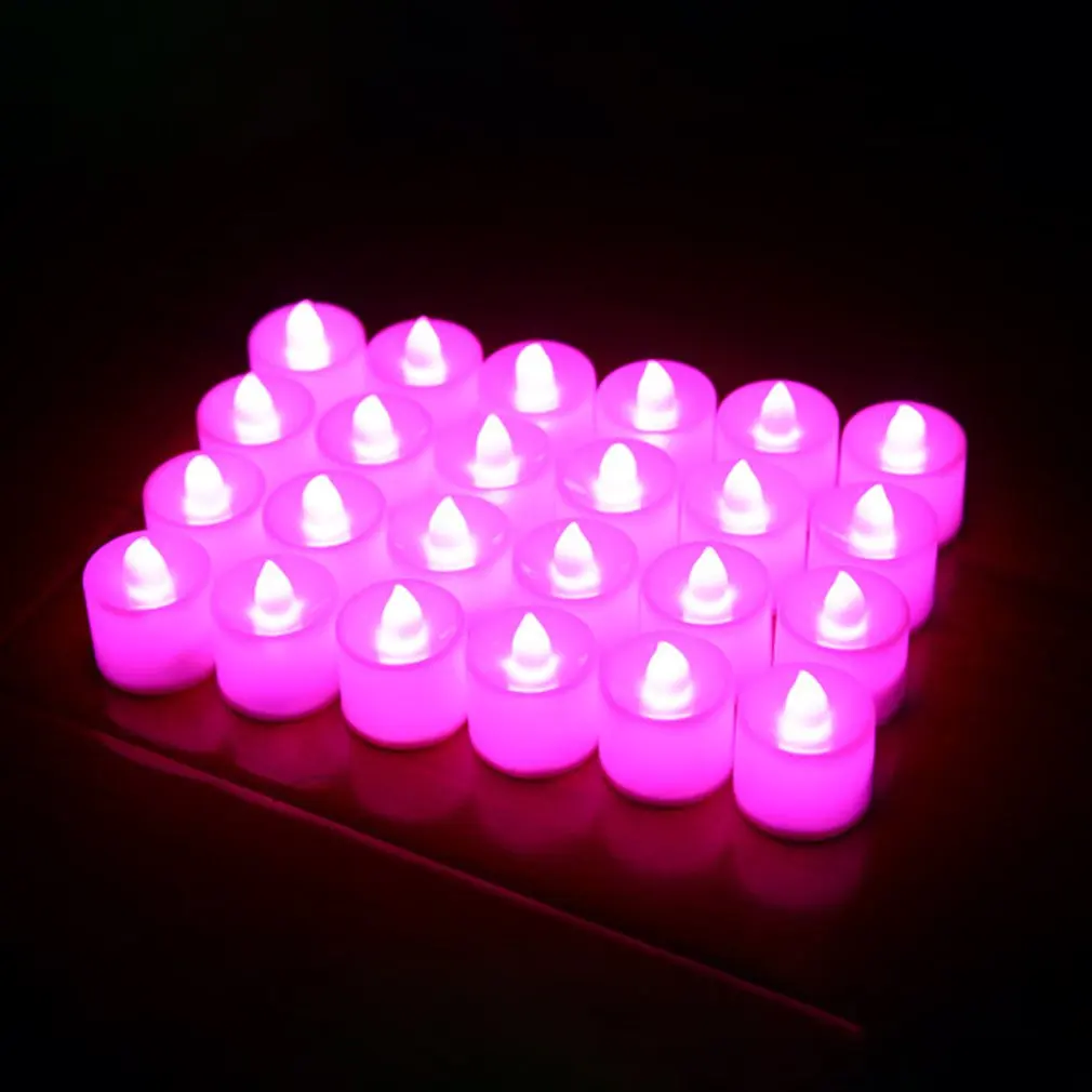Pink ICOCO многоразовый светодиодный светильник без пламени на батарейках, Романтический Красочный светильник для свадьбы, дня рождения, вечеринки - Испускаемый цвет: Pink