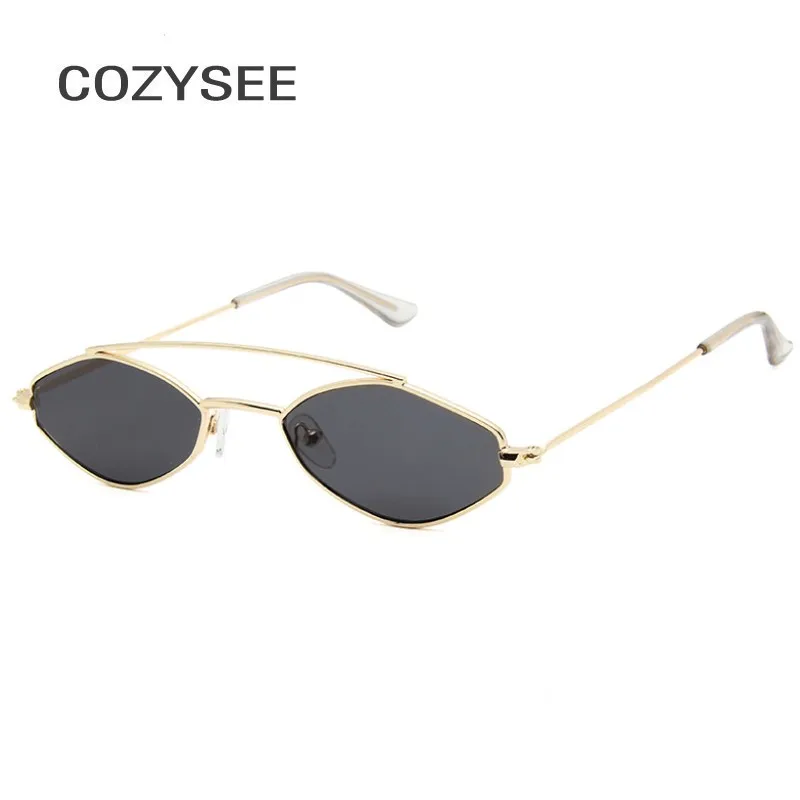 Retro Small Oval Metal Sunglasses 90's Tinted Flat Lens Sunglass For Women Classic Brand Double Bridge Yellow Vintage Eyewear |