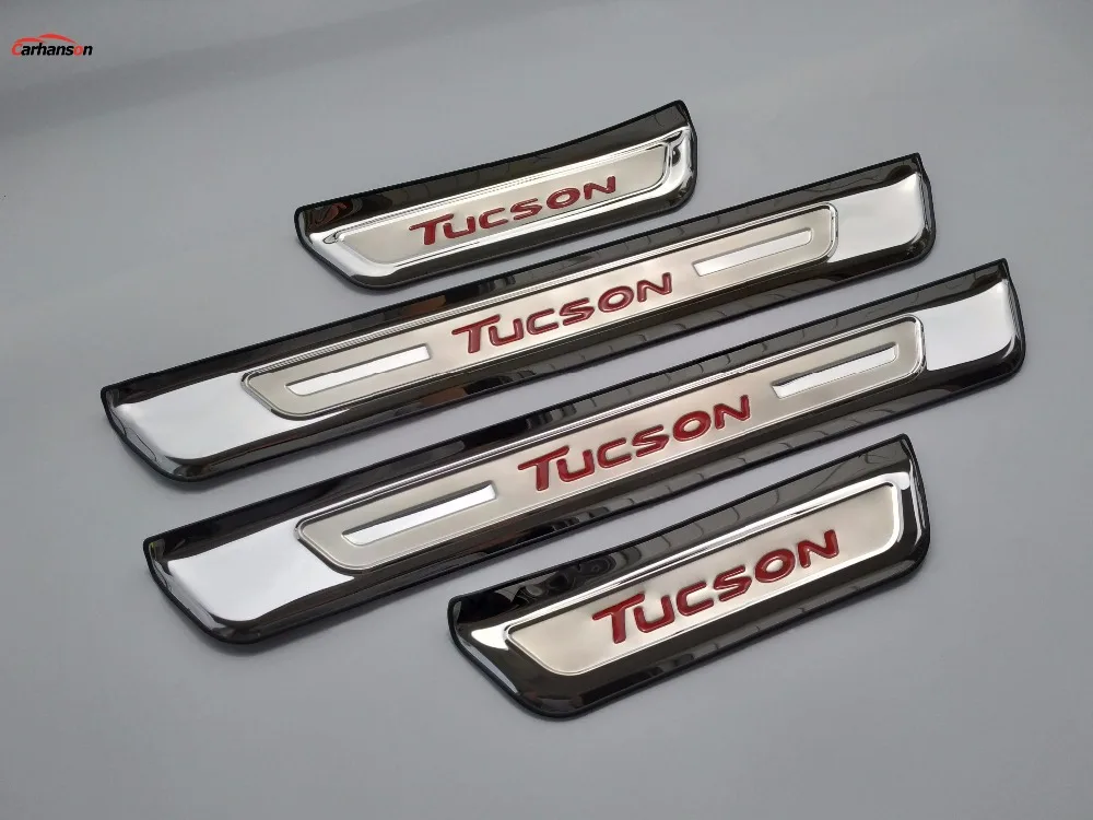 Для стайлинга автомобилей hyundai Tucson, аксессуары, защита порога, накладки из нержавеющей стали, наклейки на педали двери