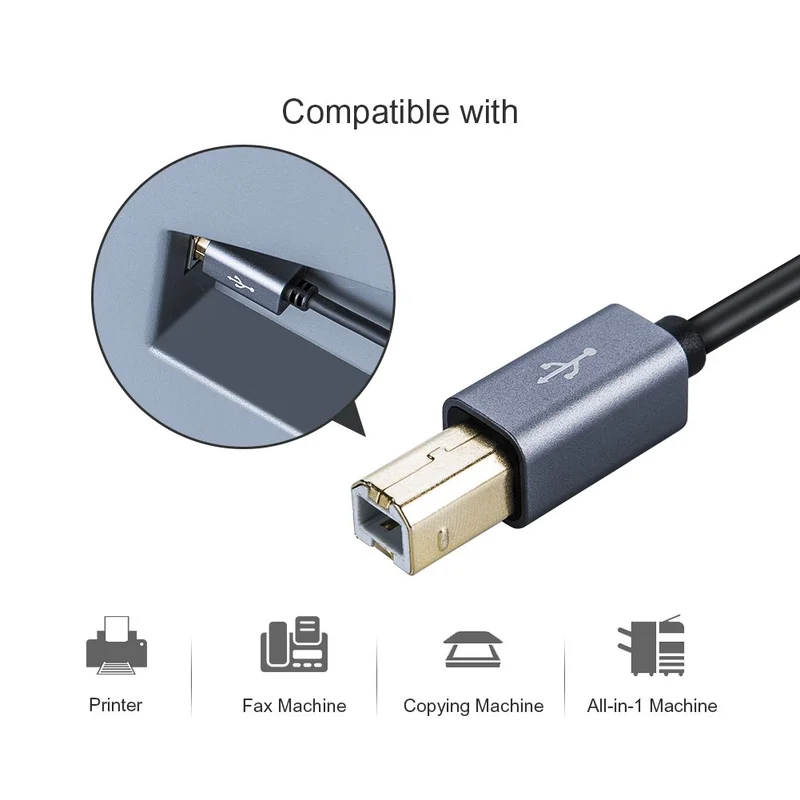 Кабель для принтера USB 2 0 A папа-B папа шнур сканера совместимый с HP Cannon Brother Epson Xerox