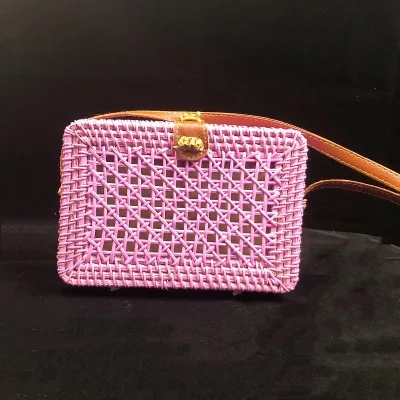 pink Новые черные круглые сумки из ротанга для женщин, богемная пляжная сумка-Кроссбоди, соломенная ручная работа, тканая круглая сумка на плечо, женские сумки - Цвет: pink