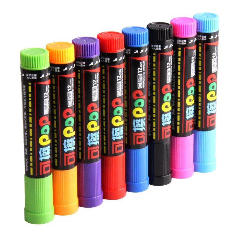 8 шт./компл. маркерная ручка для доски 12 мм Широкие стираемые художественные